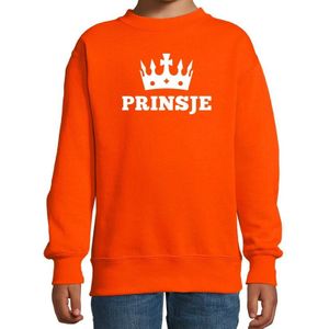 Oranje Prinsje met kroon sweater jongens
