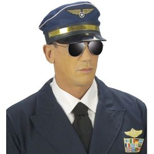 Blauwe piloot pet met goud