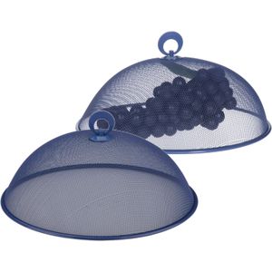 Alpina Vliegenkap/voedselkap - 2x - blauw - D30 x H15 cm - buiten eten - anti insecten - metaal