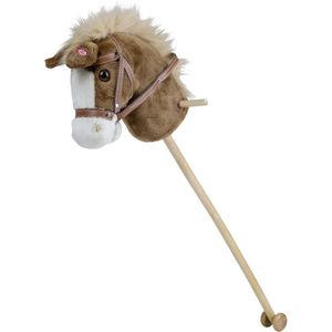 Bruine stokpaarden pony met geluid 90 cm voor jongens/meisjes/kinderen