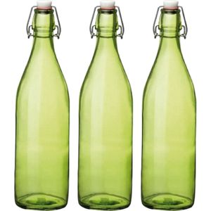 Cuisine Elegance set van 6x stuks weckflessen groen beugeldop glas van 1 liter