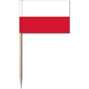 50x Vlaggetjes prikkers Polen 8 cm hout/papier