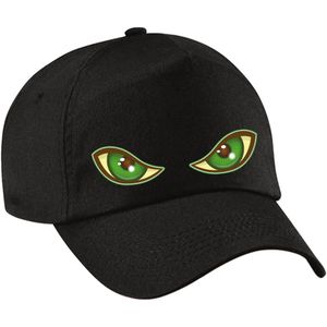 Bellatio DecorationsÃ halloween monster verkleed pet - groene ogen - zwart - unisex - volwassenen