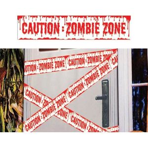 3x Halloween thema plastic afzetlinten Caution Zombie Zone 600 cm