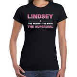 Naam Lindsey The women, The myth the supergirl shirt zwart cadeau shirt