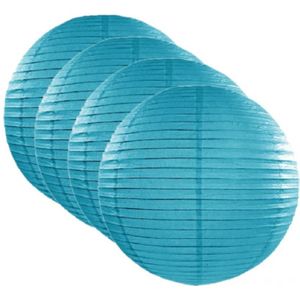 10x stuks turquoise blauwe lampionnen rond 35 cm