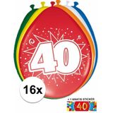 Feest ballonnen met 40 jaar print 16x + sticker