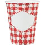 Boeren ruitjes feest wegwerp servies set - 20x bordjes / 20x bekers / 20x servetten - boerenbont