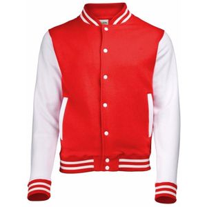 AWDis college jacket voor heren - rood met wit - drukknopen