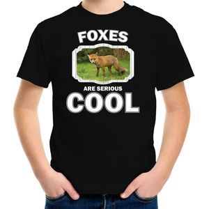T-shirt foxes are serious cool zwart kinderen - vossen/ bruine vos shirt