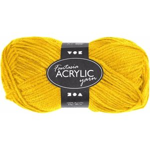 Bolletjes acryl wol geel 50 gram