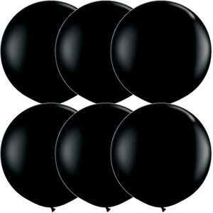 6x stuks zwarte Qualatex grote ballon 90 cm