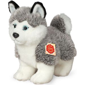 Hermann Teddy Knuffeldier hond Husky - zachte pluche - premium knuffels - grijs/wit - 23 cm