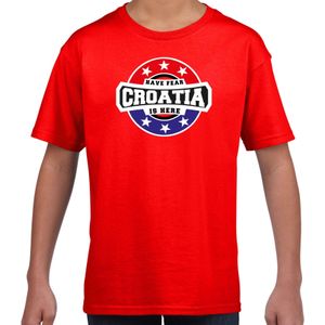 Have fear Croatia / Kroatie is here supporter shirt / kleding met sterren embleem rood voor kids