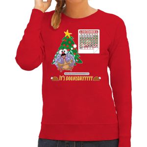 Bellatio Decorations Foute Kersttrui voor dames - doomsday - rood