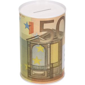 Spaarpot blik 50 euro biljet 8 x 15 cm
