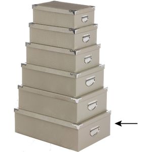 5Five Opbergdoos/box - 2x - beige - L48 x B33.5 x H16 cm - Stevig karton - Crocobox