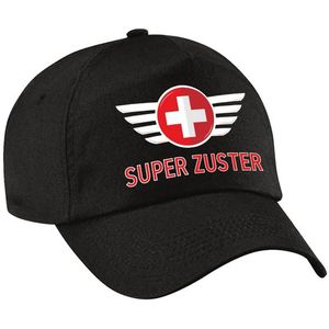 Super zuster erkenning pet  / cap zwart voor dames