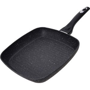 Zwarte grillpan koekenpan voor alle hittebronnen 26 cm