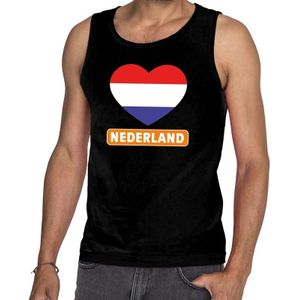 Zwart Nederland hart tanktop heren