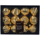 Decoris luxe kerstballen 12x - 6 cm - kunststof -goud