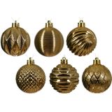 Decoris luxe kerstballen 12x - 6 cm - kunststof -goud