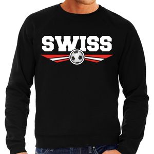 Zwitserland / Switzerland / Swiss landen / voetbal trui met wapen in de kleuren van de Zwitserse vlag zwart voor heren