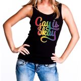 Gay is okay gaypride rainbow tanktop zwart dames