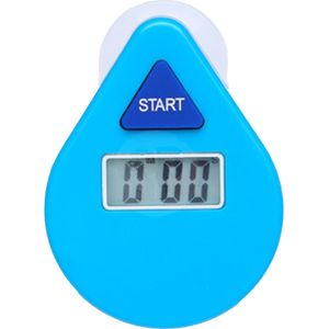 Douche timer/wekker - met zuignap - 5 min - digitaal - blauw - 8 cm