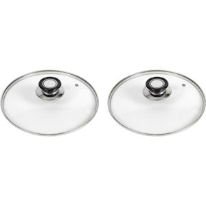 2x stuks universele kleine glazen pannendeksels voor pannen 16 cm - Kookpannen accessoires