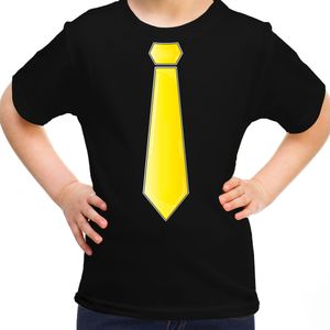 Bellatio Decorations Verkleed t-shirt voor kinderen - stropdas - zwart - meisje - carnaval/themafeest