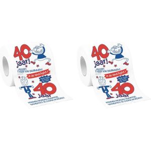 Set van 2x stuks mannen wc papier 40 jaar verjaardag cadeau/versiering