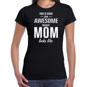 Awesome new mom t-shirt zwart voor dames - Cadeau aanstaande moeder/ zwanger