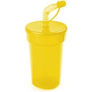 Set van 3x stuks Sportbeker/Limonadebeker met rietje geel 400 ml