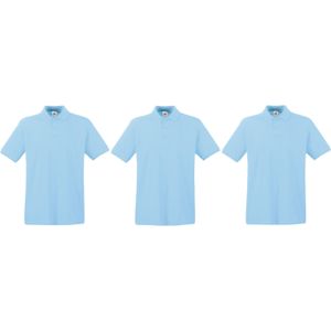 3-Pack maat L lichtblauw poloshirt premium van katoen voor heren