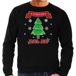 Bellatio Decorations foute Kersttrui/sweater heren - ik vind er geen bal aan - zwart - kerstfeest