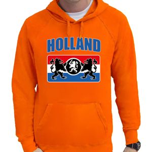 Oranje fan hoodie / sweater met capuchon Holland met een Nederlands wapen EK/ WK voor heren
