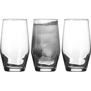LAV Waterglazen tumblers Ella - transparant glas - 3x stuks - 500 ml - drinkglazen/sapglazen