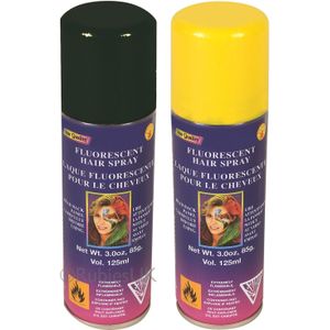 Haarverf/haarspray - 2x - geel/zwart - spuitbus - 125 ml - Carnaval/halloween