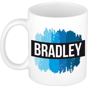 Bradley naam / voornaam kado beker / mok verfstrepen - Gepersonaliseerde mok met naam