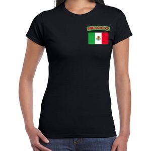 Mexico t-shirt met vlag zwart op borst voor dames - Mexico landen shirt - supporter kleding