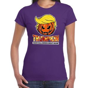 Trumpkin make Halloween great again horror shirt paars voor dames