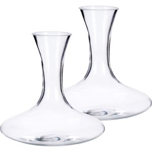 Set van 2x stuks glazen wijn karaffen / decanteer kannen 1,4 liter 21 x 21 cm