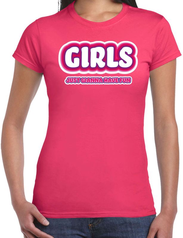 Bellatio Decorations vrijgezellenfeest verkleed t-shirt dames - Girls Fun - fuchsia - bachelorette