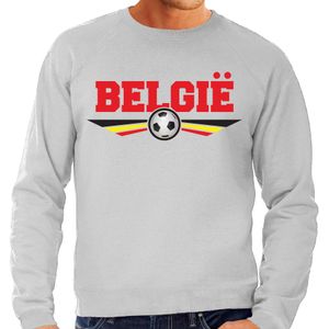 Belgie landen / voetbal trui met wapen in de kleuren van de Belgische vlag grijs voor heren