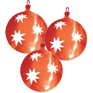 3x Kerstbal hangdecoratie rood 30 cm van karton