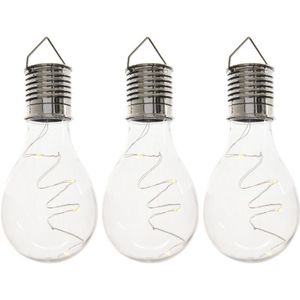 3x Buitenlampen/tuinlampen lampbolletjes/peertjes 14 cm transparant