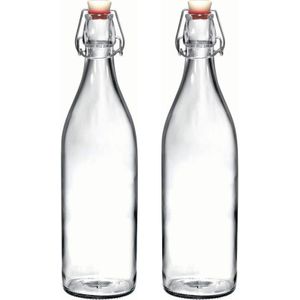 10x Limonadeflessen/waterflessen transparant 1 liter rond