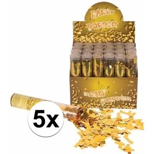 5x stuks Confetti kanon goud 20 cm