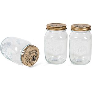 3x transparante bewaarbussen met schroefdop van glas 1 liter